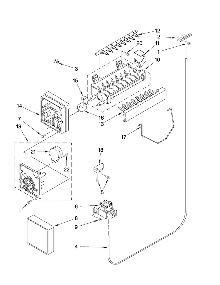 Icemaker Parts Diagram and Parts List for ASD2522WRS07  Amana Refrigerator