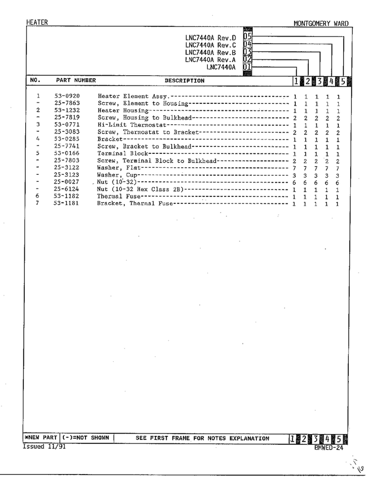 Heater Page 2 Diagram and Parts List for 7440A REV B Norge Dryer
