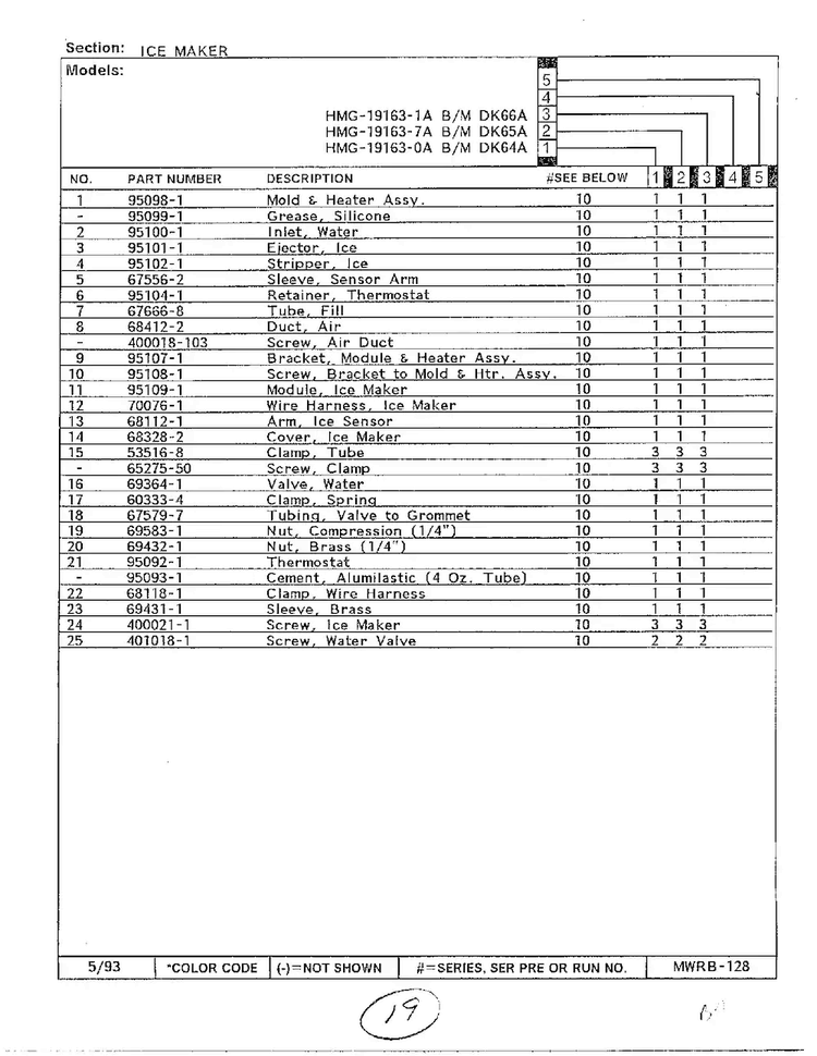 Ice Maker Page 2 Diagram and Parts List for 19163-0A  Admiral Refrigerator