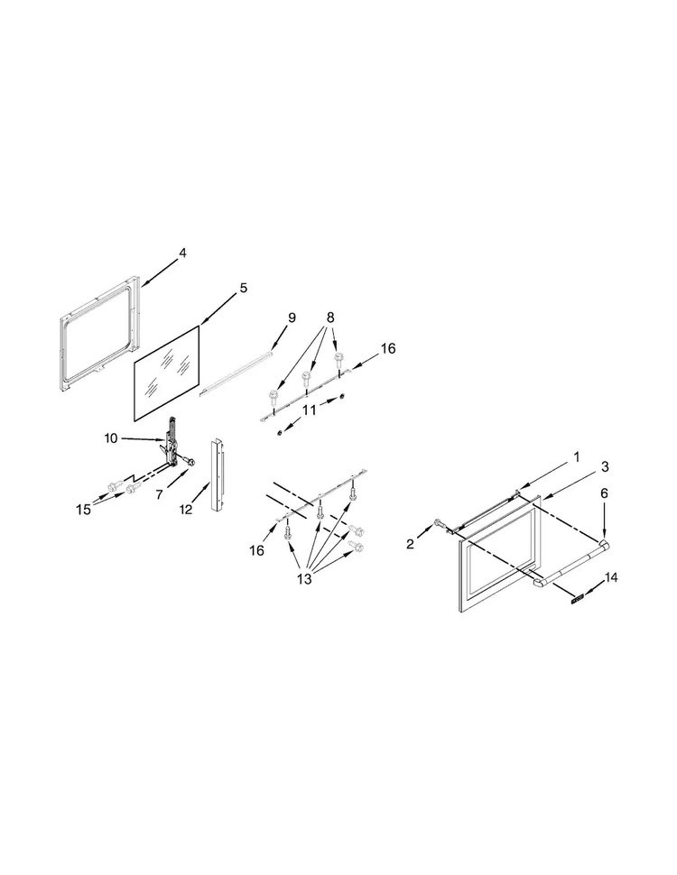 Door Parts Diagram and Parts List for JGS1450DP0  Jenn-Air Range