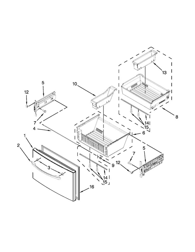 Freezer Door Parts Diagram and Parts List for MFT2976AEM02  Maytag Refrigerator
