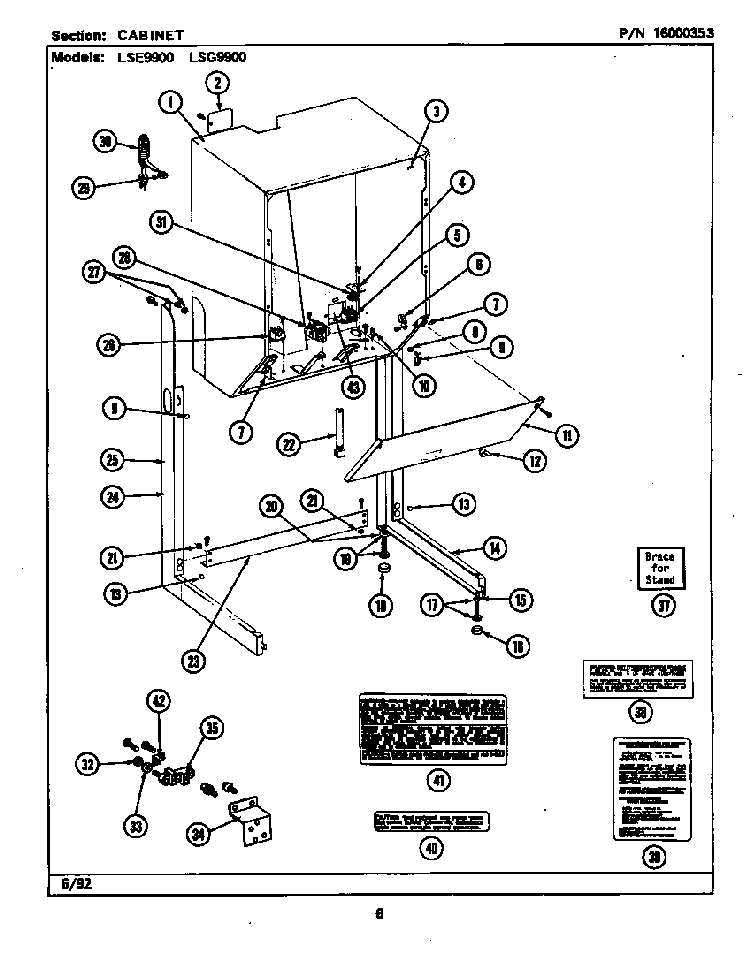 Cabinet Diagram and Parts List for LSE9900AFE  Maytag Washer Dryer Combo