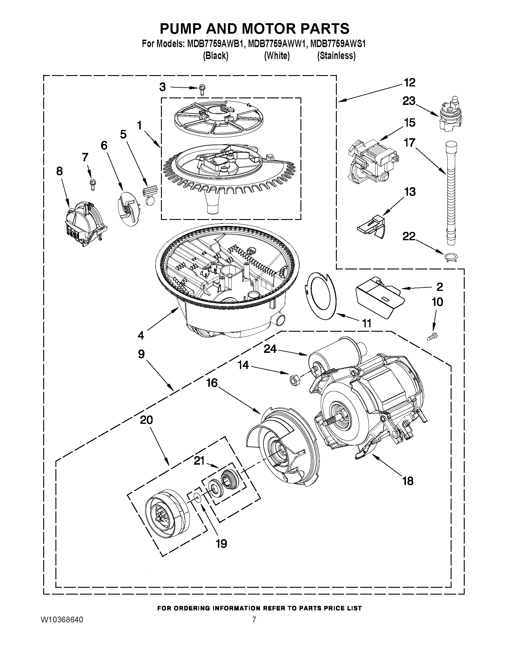 06 - PUMP AND MOTOR PARTS Diagram and Parts List for MDB7759AWW1  Maytag Dishwasher