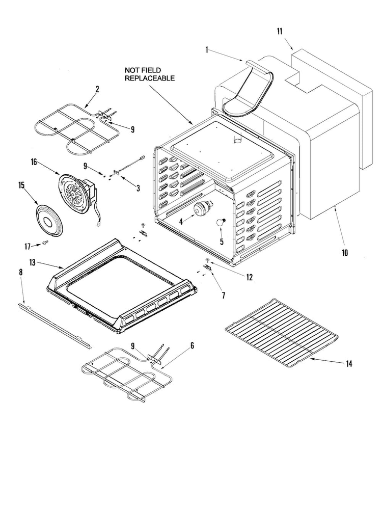 Cavity Diagram and Parts List for JER8885RCB  Jenn-Air Range
