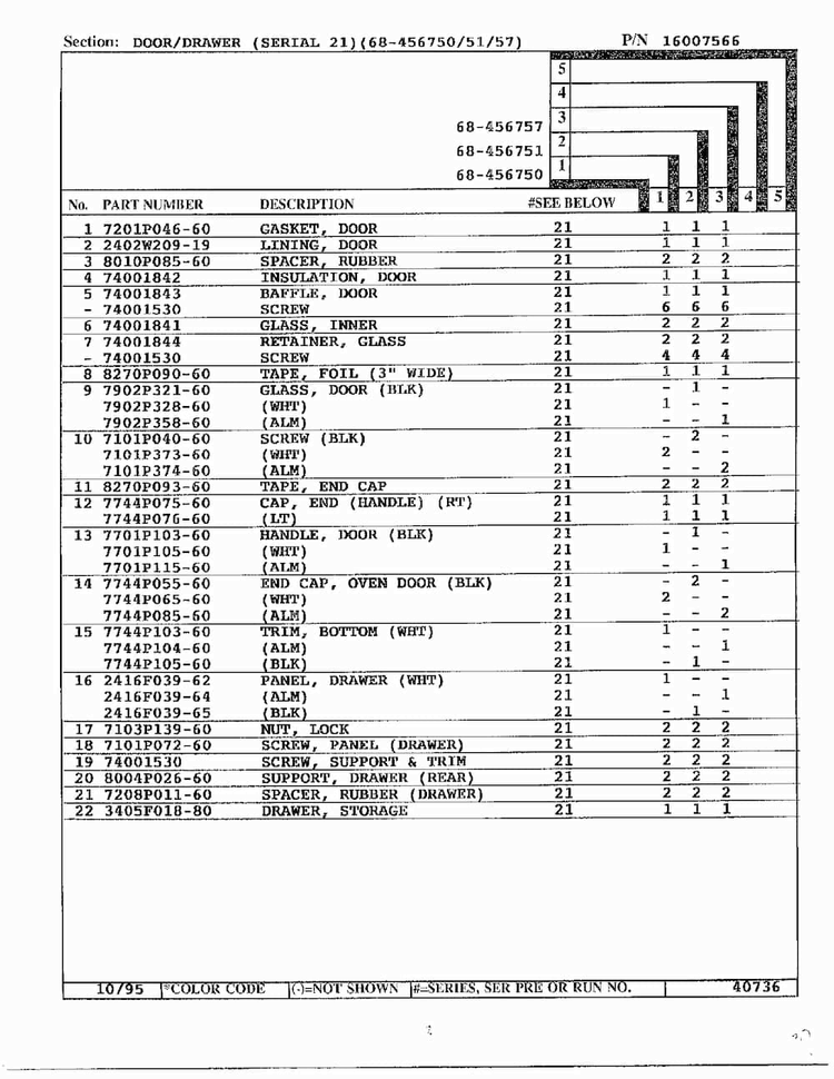 Door/drawer Page 4 Diagram and Parts List for 68-456750  Magic Chef Range