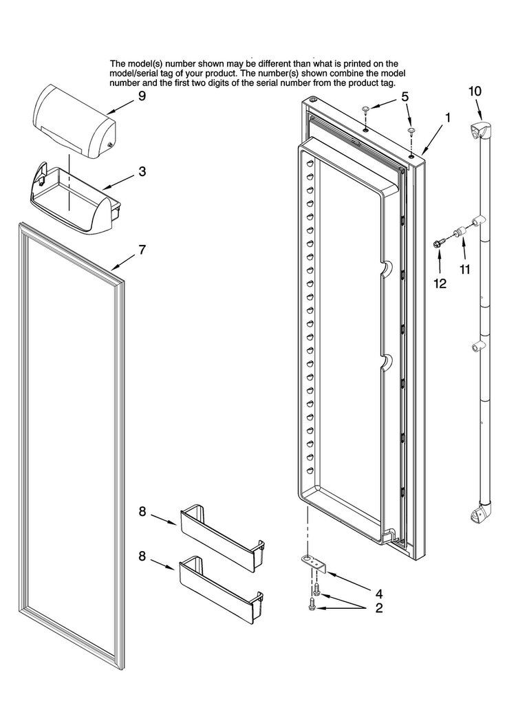 Refrigerator Door Parts Diagram and Parts List for AC2225GEKS14  Amana Refrigerator