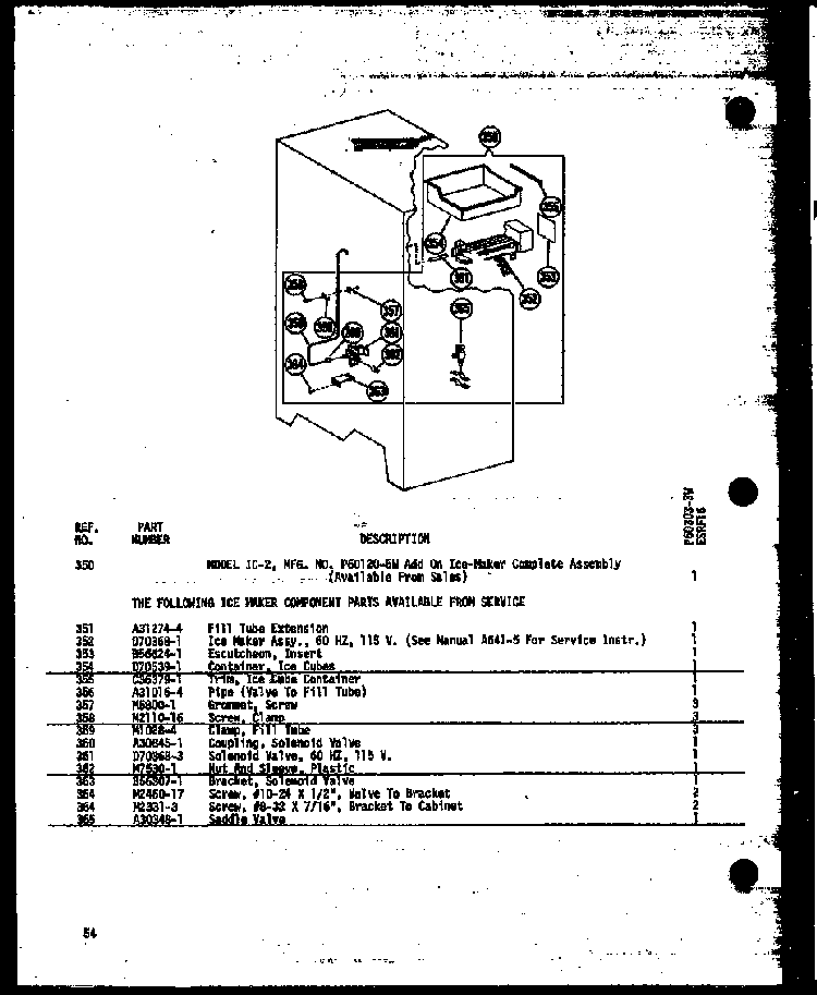 Section 12 Diagram and Parts List for ESRF16-C-P30303-3WC  Amana Refrigerator