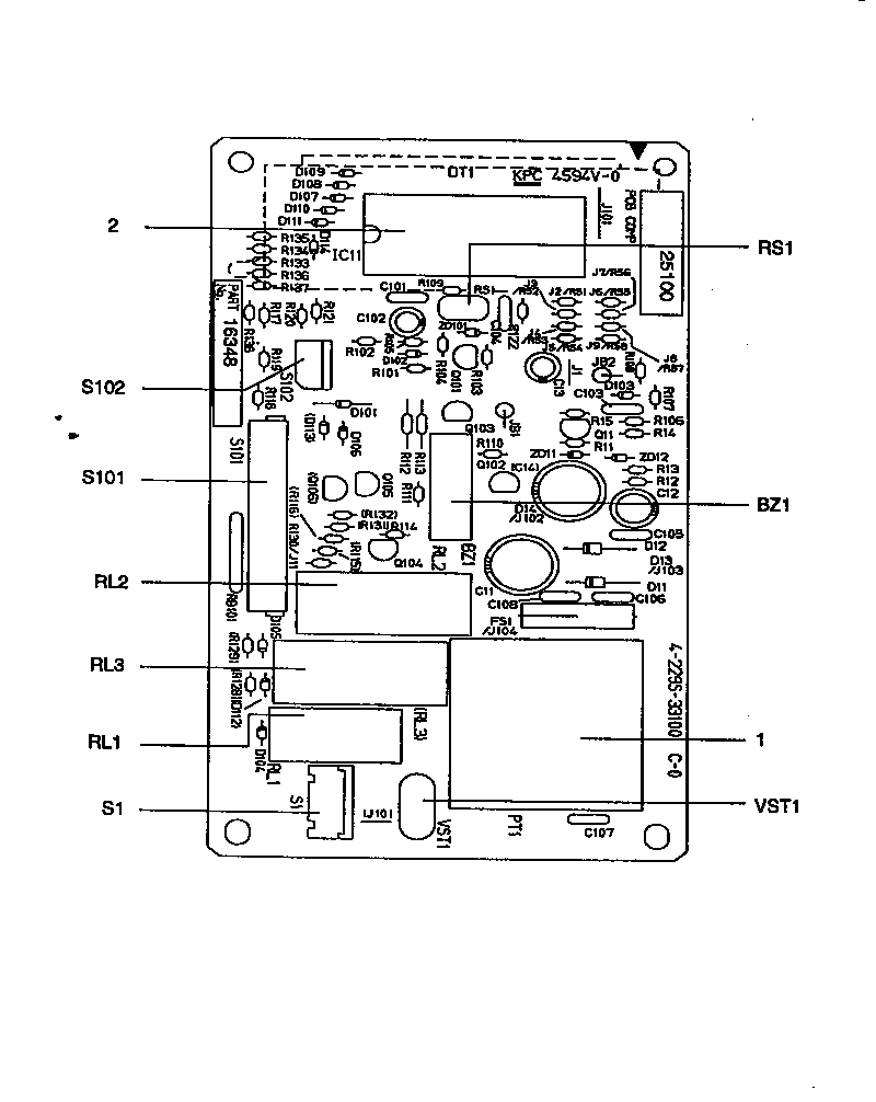 Power And Control Circuit Board Diagram and Parts List for 56569330790  Kenmore Microwave