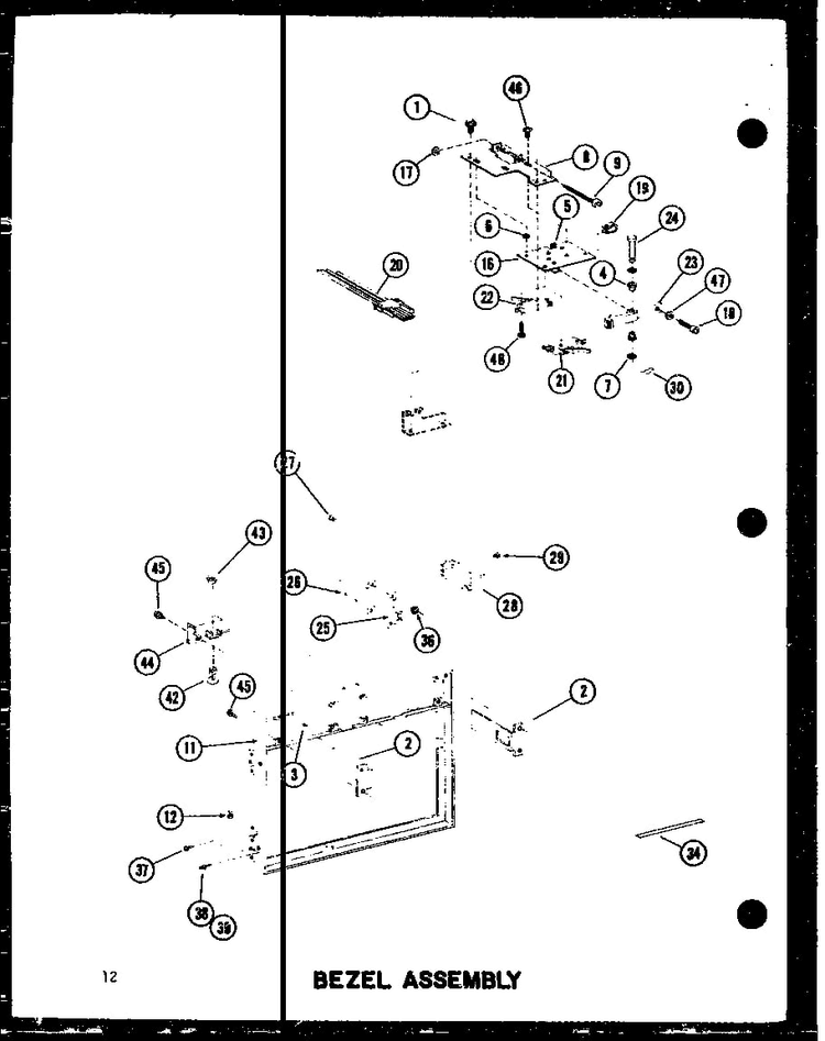 Bezel Assembly Diagram and Parts List for RC-10S P72649-2M Amana Microwave