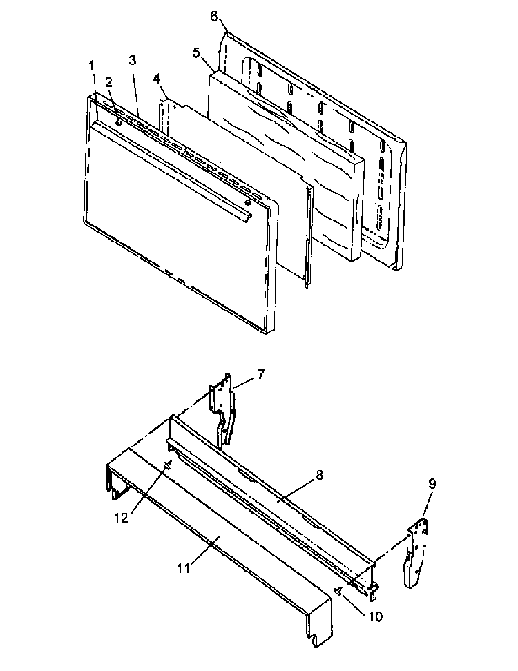 Oven Door And Backguard Assy Diagram and Parts List for RBK26AA-P1142749NL  Amana Range