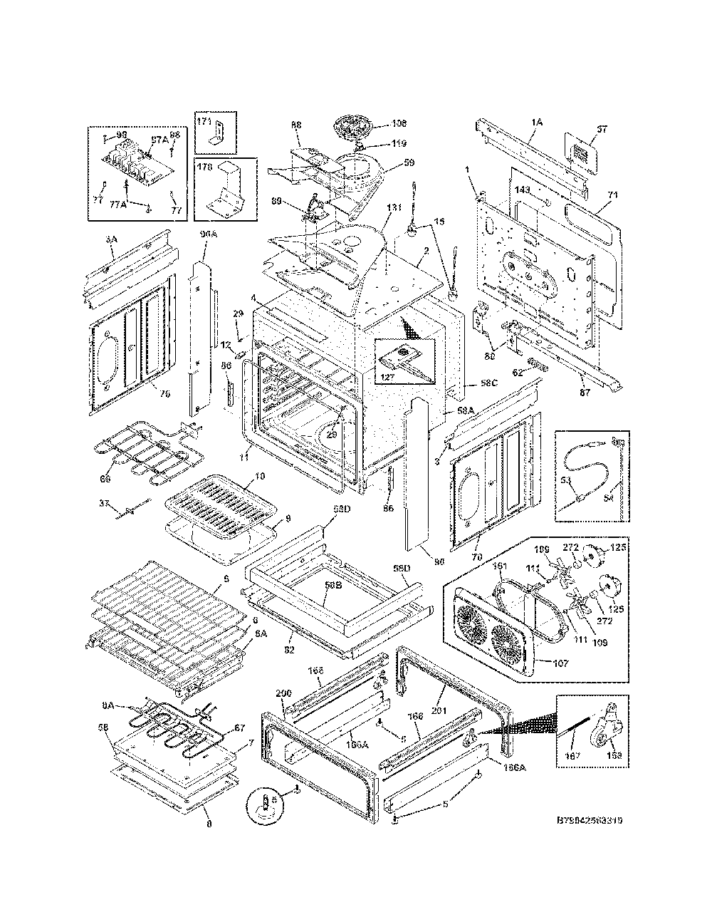 Body Diagram and Parts List for 79042563311  Kenmore Range