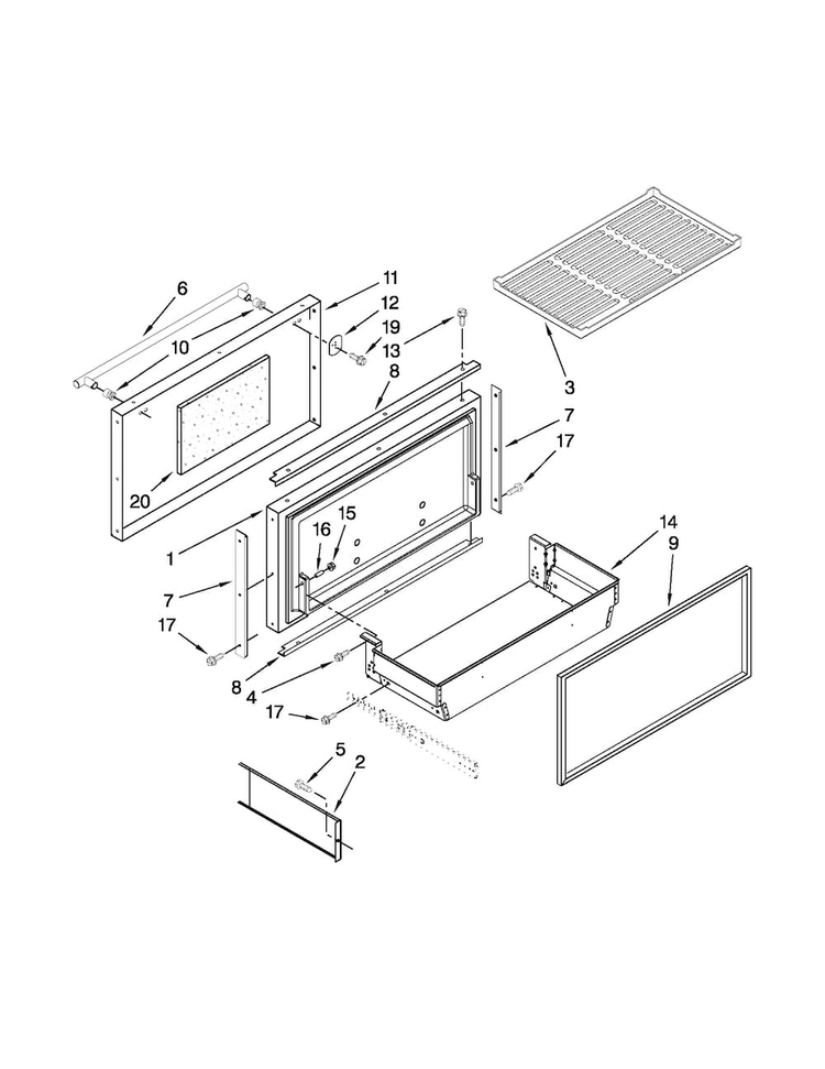 Freezer Door And Basket Parts Diagram and Parts List for JB36SSFXLA02  Jenn-Air Refrigerator