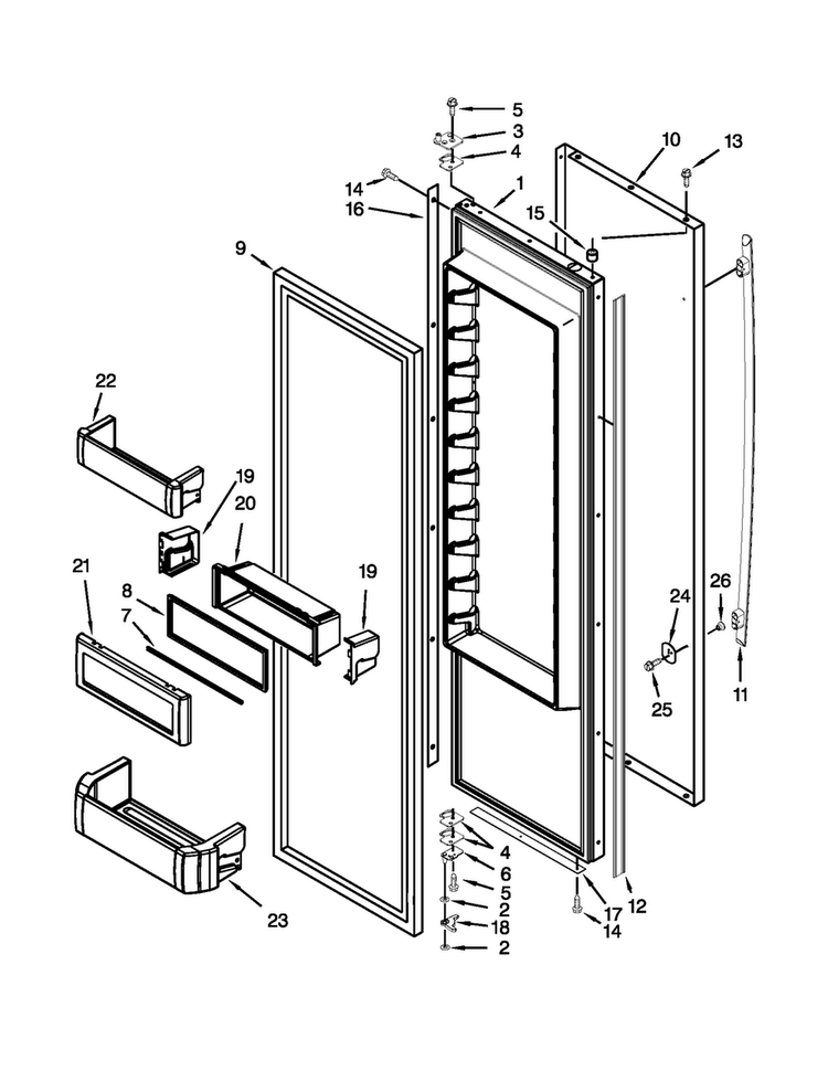 Refrigerator Door Parts Diagram and Parts List for JS42SEDUDW14  Jenn-Air Refrigerator