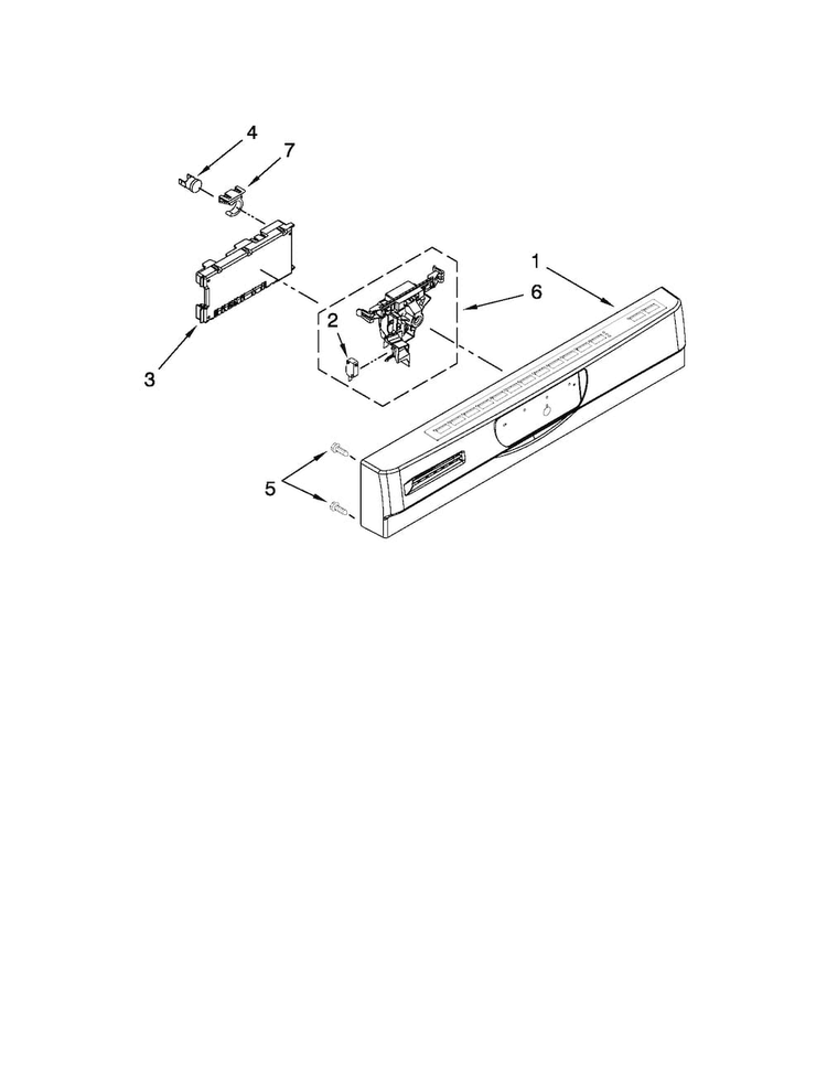 Control Panel And Latch Parts Diagram and Parts List for JDB3600AWX5  Jenn-Air Dishwasher