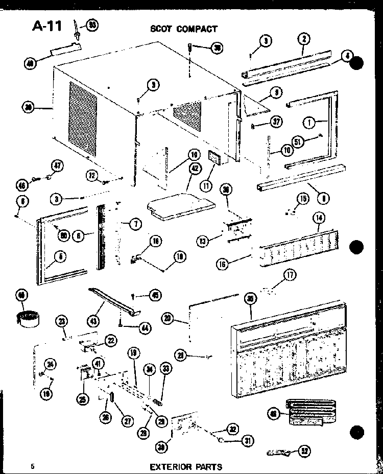 Scott Compact Exterior Parts Diagram and Parts List for 16-3SPMK P54974-59R Amana Air Conditioner