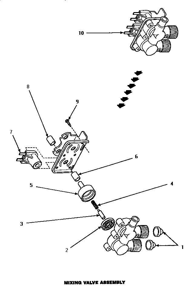 Mixing Valve Assembly Diagram and Parts List for LW8463W2 PLW8463W2A Amana Washer