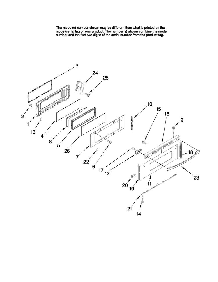Upper Door Parts Diagram and Parts List for MER6875BAF17  Maytag Range