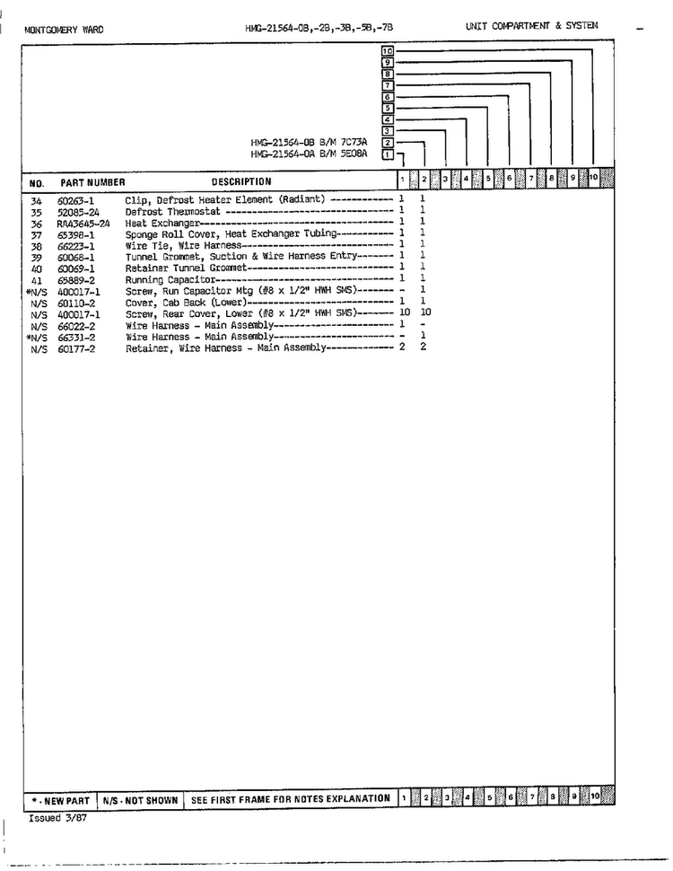Unit Compartment And System Page 3 Diagram and Parts List for 21564B  Admiral Refrigerator