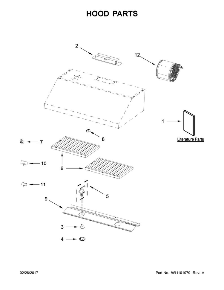 Hood Parts Diagram and Parts List for JXU9130WP1  Jenn-Air Range Hood