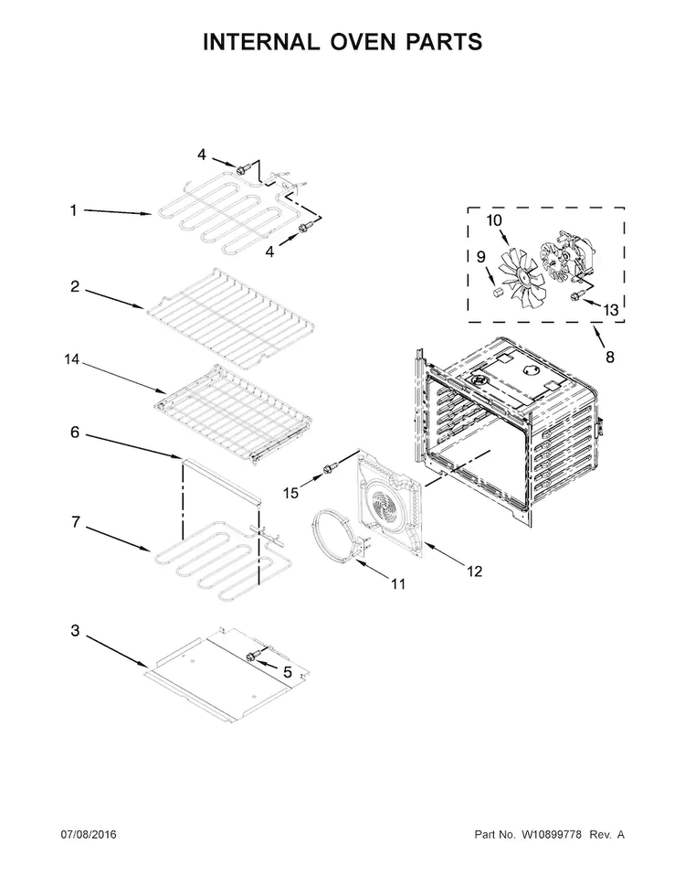 Internal Oven Parts Diagram and Parts List for MEW9530FZ01  Maytag Wall Oven