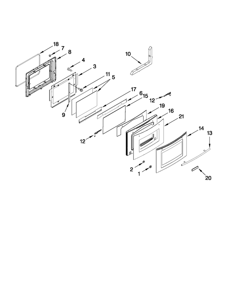 Door Parts Diagram and Parts List for JDS8850CDS02  Jenn-Air Range