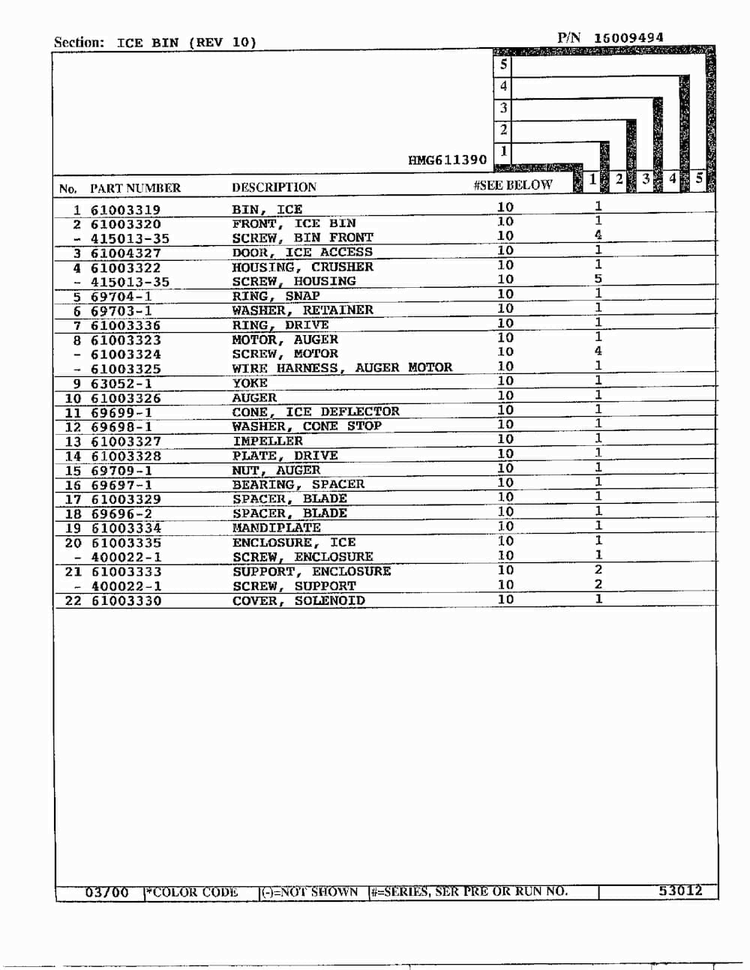 Ice Bin Page 2 Diagram and Parts List for HMG611390  Admiral Refrigerator