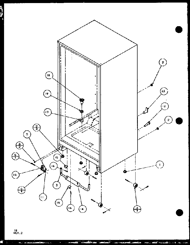 Cabinet Bottom And Back Diagram and Parts List for 86065E-P1125514WE  Amana Refrigerator