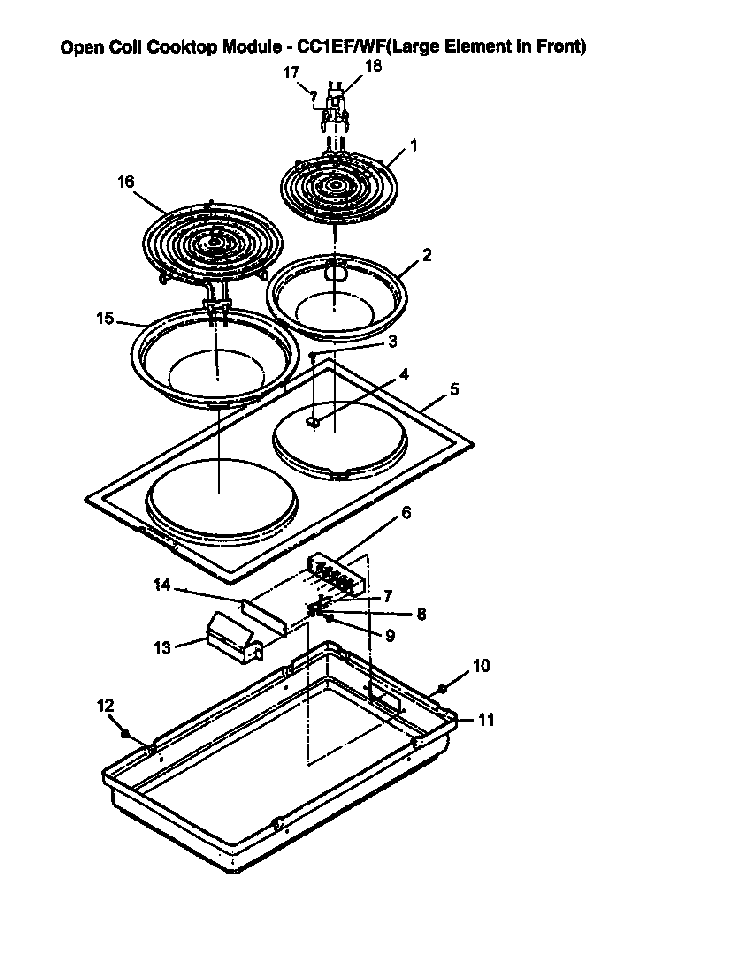 Op Coil Cookt Mod-cc1ef/wf Diagram and Parts List for CC13W P1155203S Amana Range