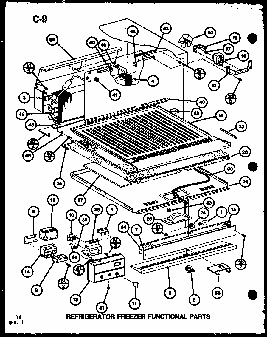 Refrigerator Freezer Functional Parts (tc20g/p75535-15w) (tr20g/p75535-16w) (tm20g/p75535-17w) (tc20c/p76512-11w) Diagram and Parts List for TC20G-P756512-11W  Amana Refrigerator