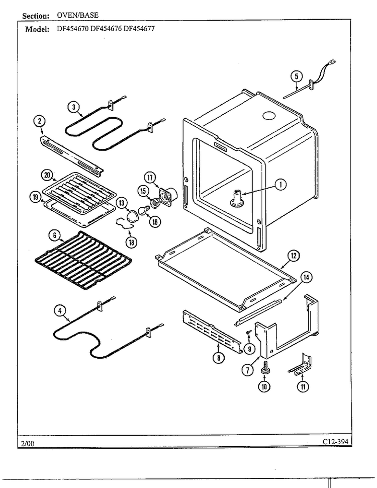 Door/drawer Page 2 Diagram and Parts List for DF454670  Magic Chef Range