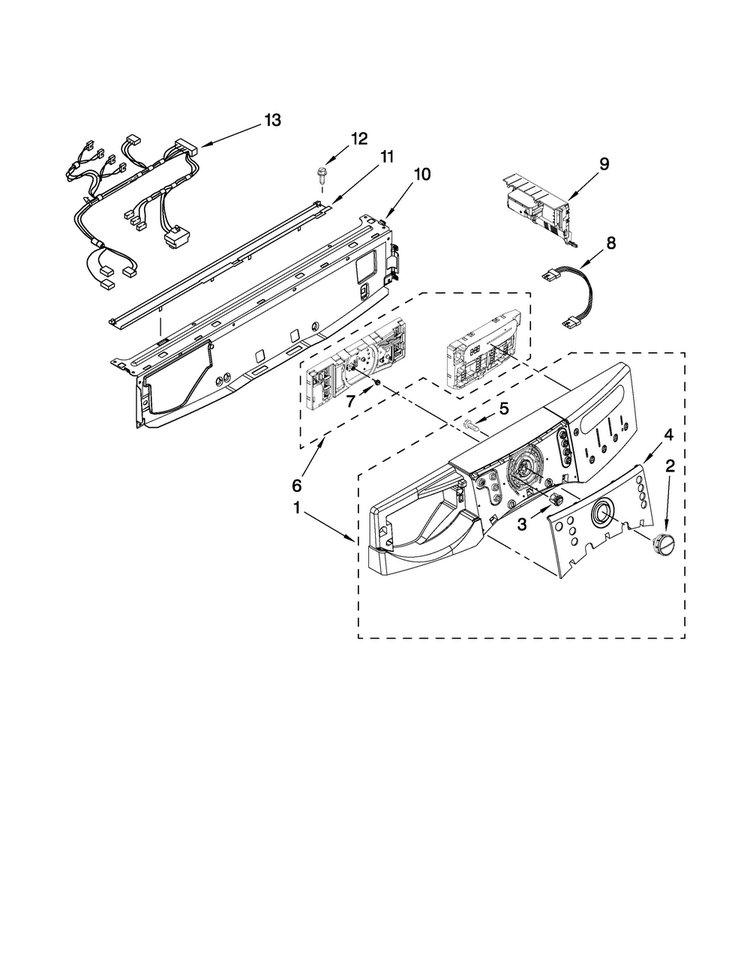 Control Panel Parts Diagram and Parts List for NFW7600XW00  Amana Washer