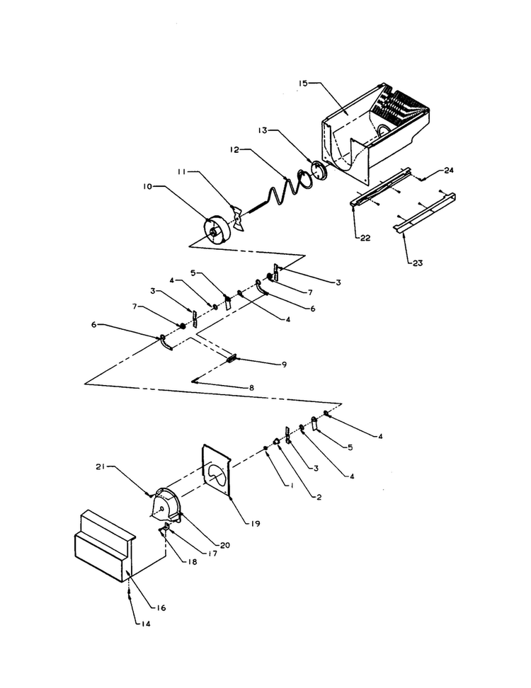 Ice Crusher And Blade Diagram and Parts List for SXD22S2L-P1190404WL  Amana Refrigerator