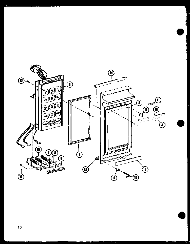 Control Panel Diagram and Parts List for RRL-9A P74705-1M Amana Microwave