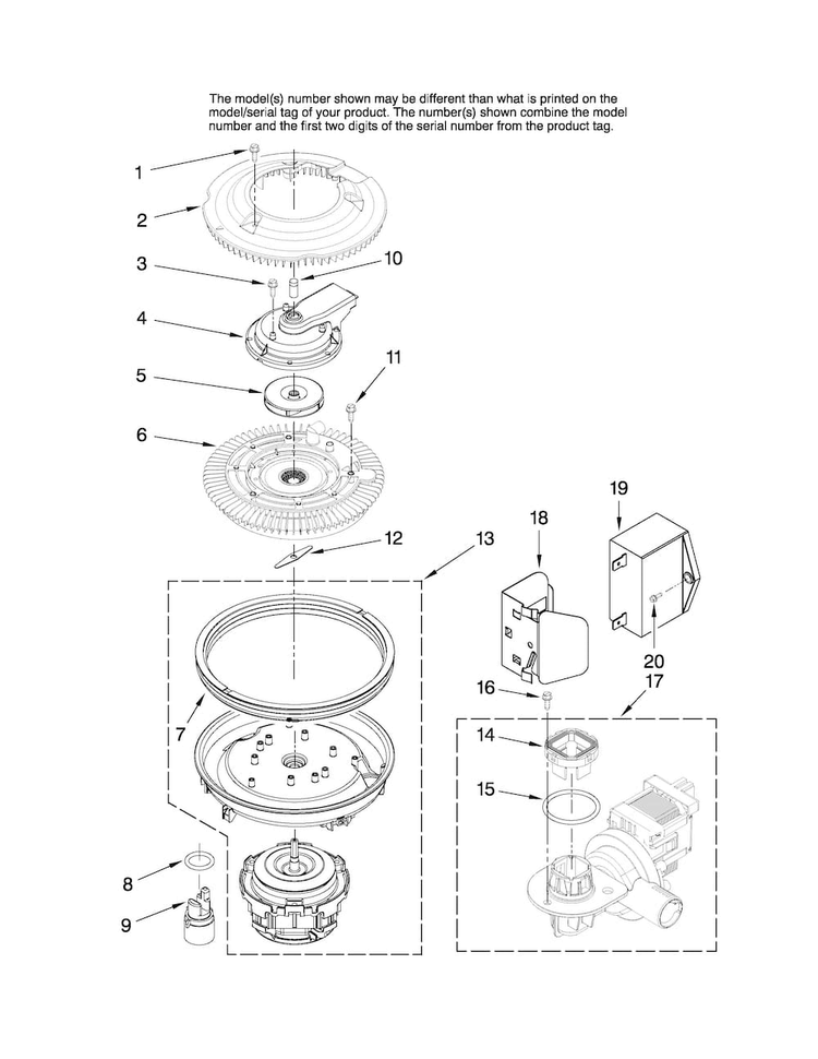 Pump And Motor Parts Diagram and Parts List for MDBH968AWS1  Maytag Dishwasher