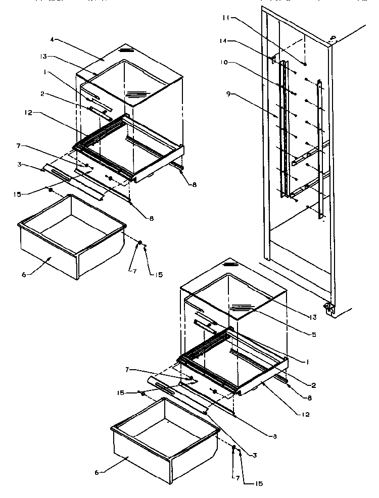 Refrigerator Shelving And Drawers Diagram and Parts List for SPD25QA3W-P1181321WW  Amana Refrigerator