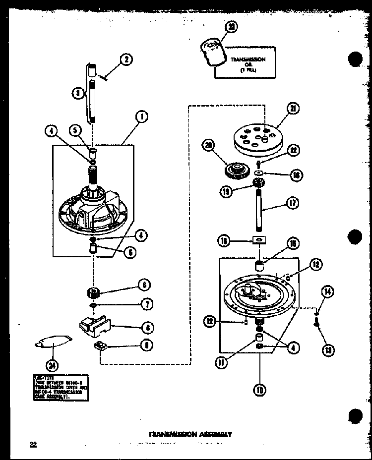 Transmission Assembly Diagram and Parts List for TAA300 P75751-14W Amana Washer