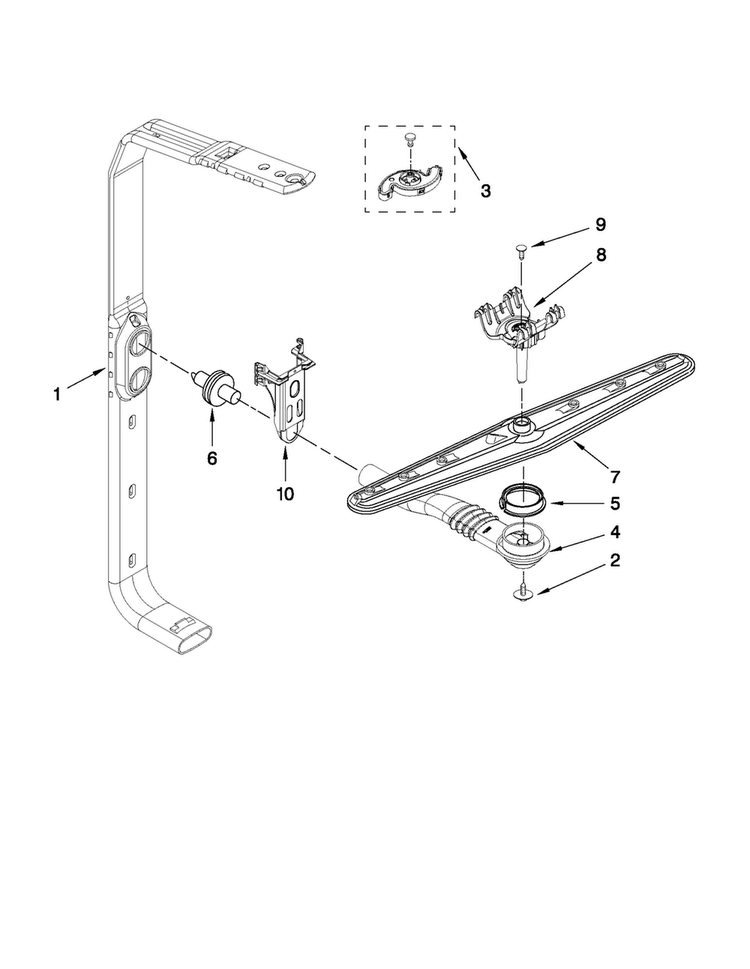 Upper Wash And Rinse Parts Diagram and Parts List for MDB7760AWS2  Maytag Dishwasher