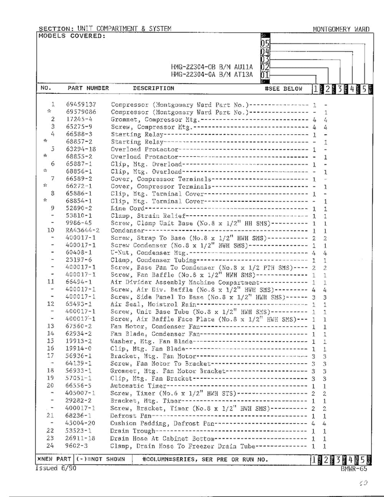 Unit Compartment And Shelves Page 2 Diagram and Parts List for 22304-0B  Admiral Refrigerator