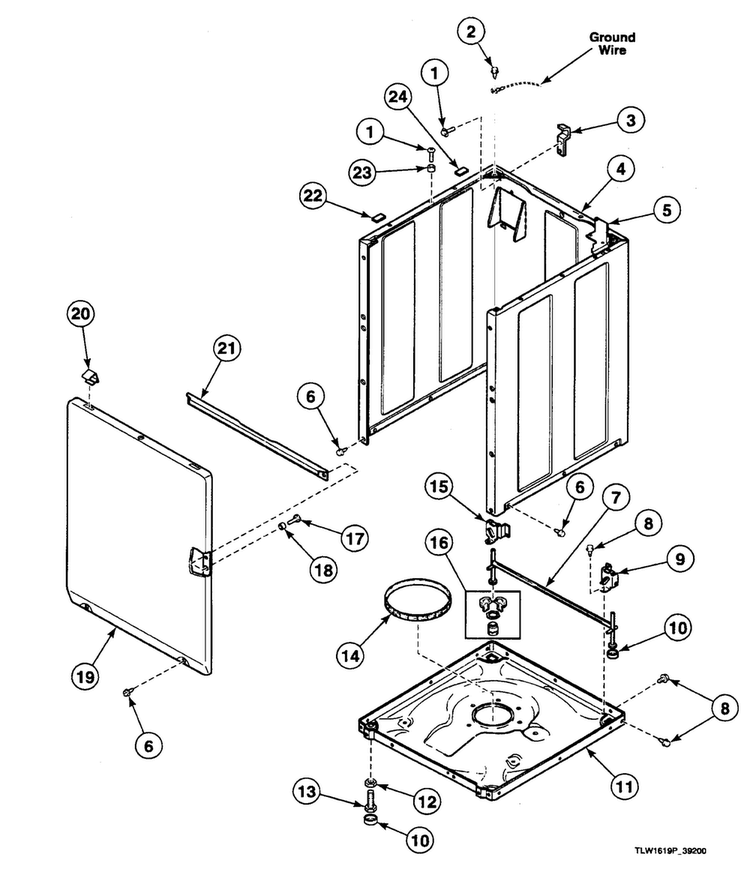 Cabinet Diagram and Parts List for SWT621LD  Speed Queen Washer