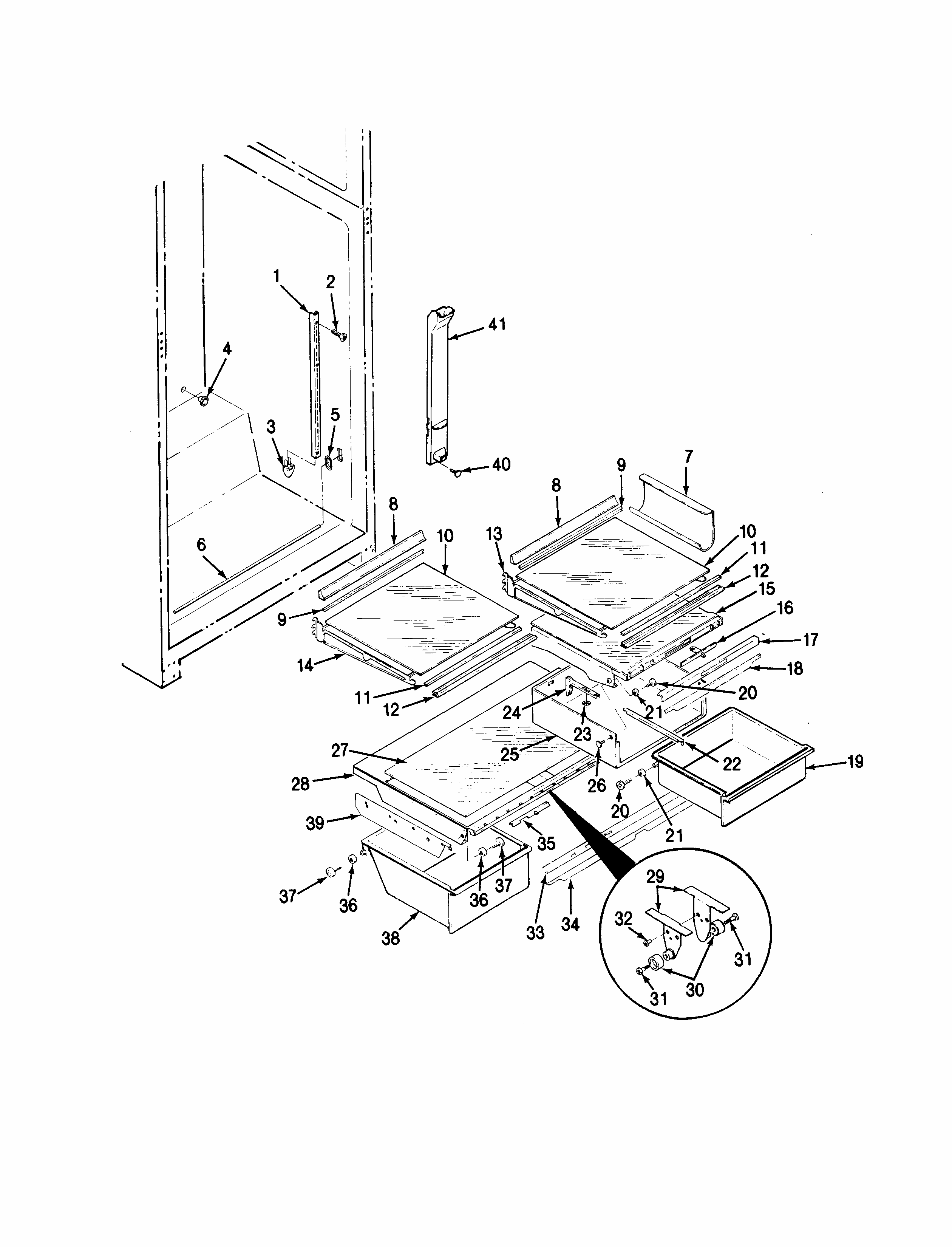 Shelves & Accessories Diagram and Parts List for RTD23A-9E16A  Maytag Refrigerator