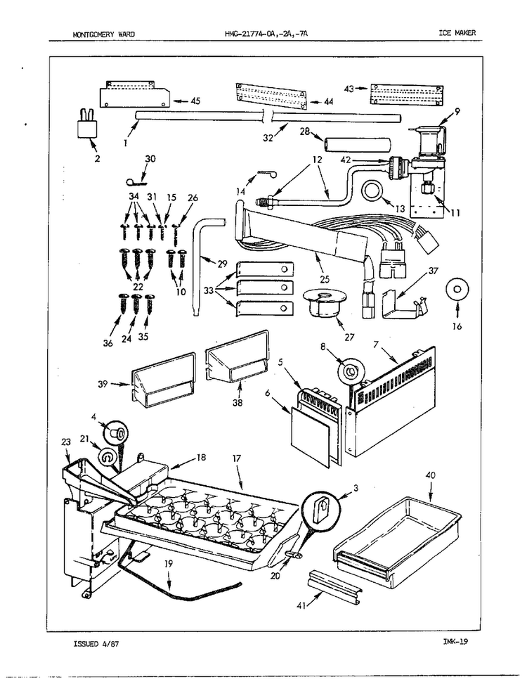 Ice Maker Diagram and Parts List for 21774A  Admiral Refrigerator