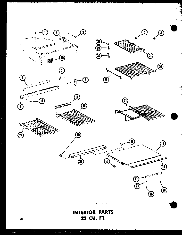 Interior Parts 23 Cu. Ft. Diagram and Parts List for TC18B-P73500-7W  Amana Refrigerator