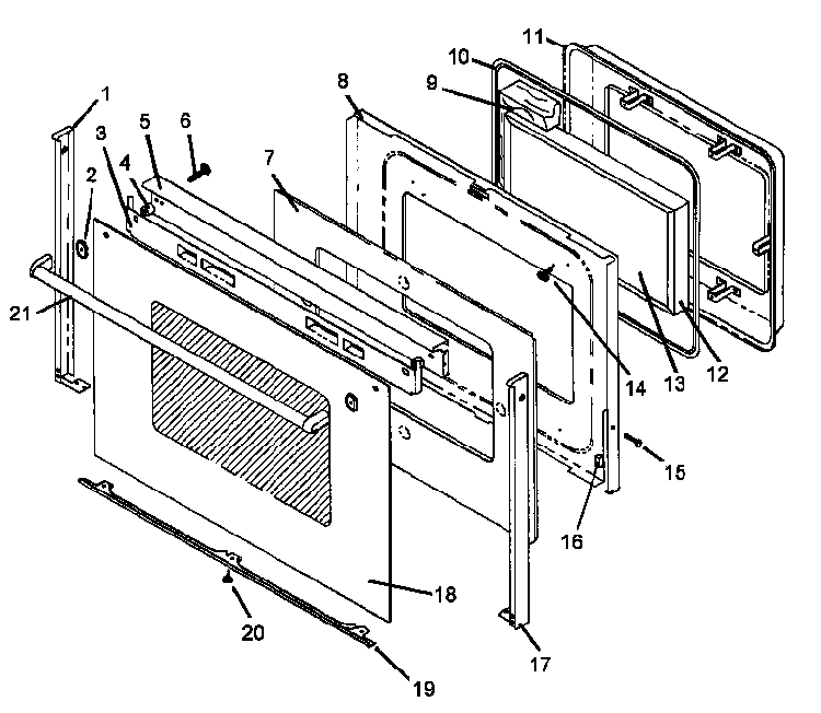 Door Assembly Diagram and Parts List for AGDS901E P1131824NE Amana Range