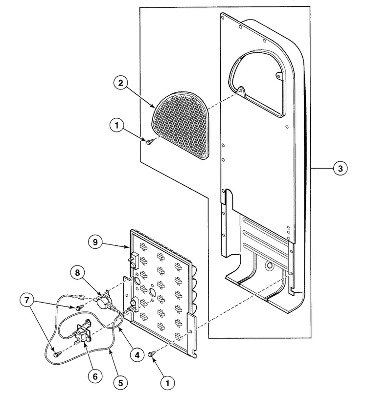 Heater Assy Diagram and Parts List for SSE807WF  Speed Queen Dryer