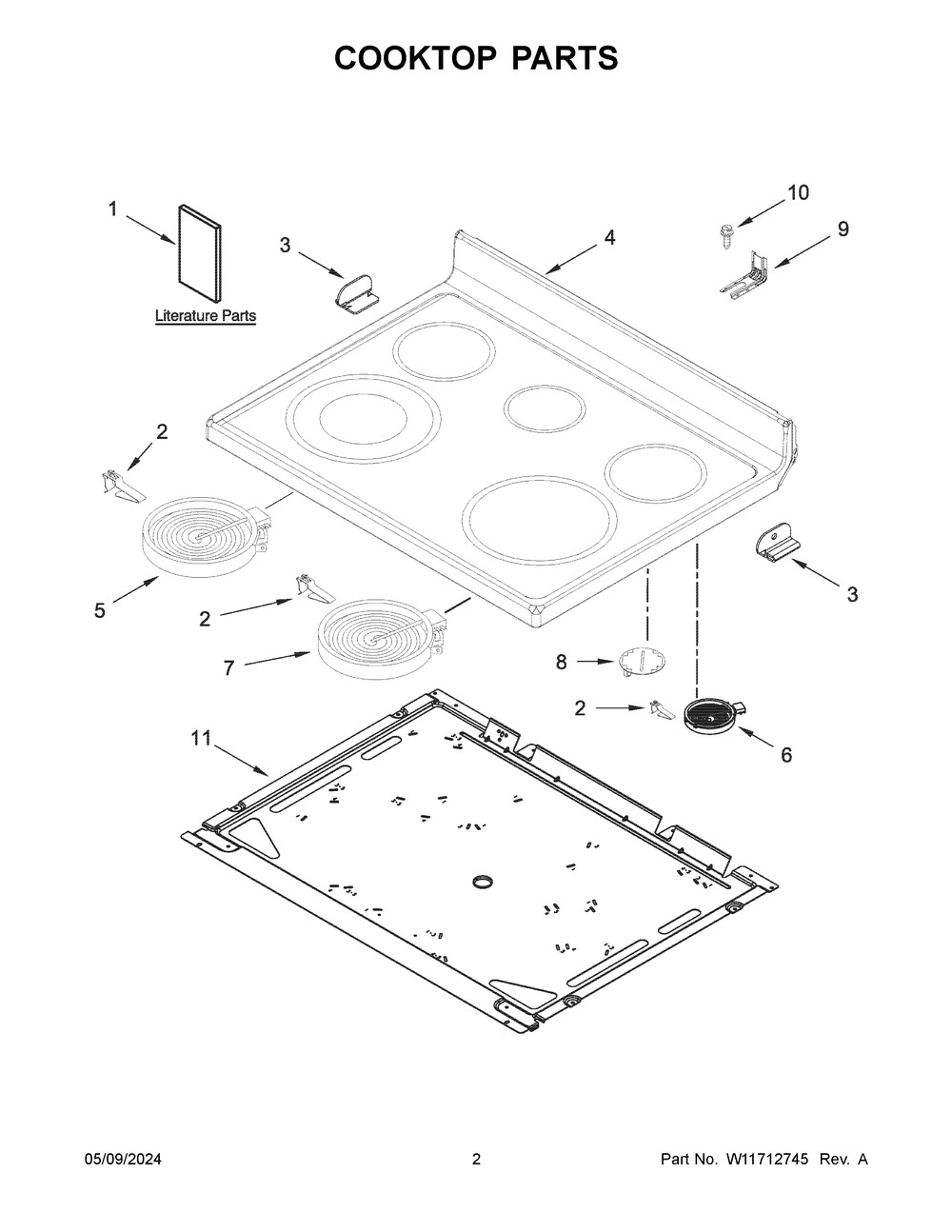Cooktop Parts Diagram and Parts List for MER4600LS3  Maytag Range