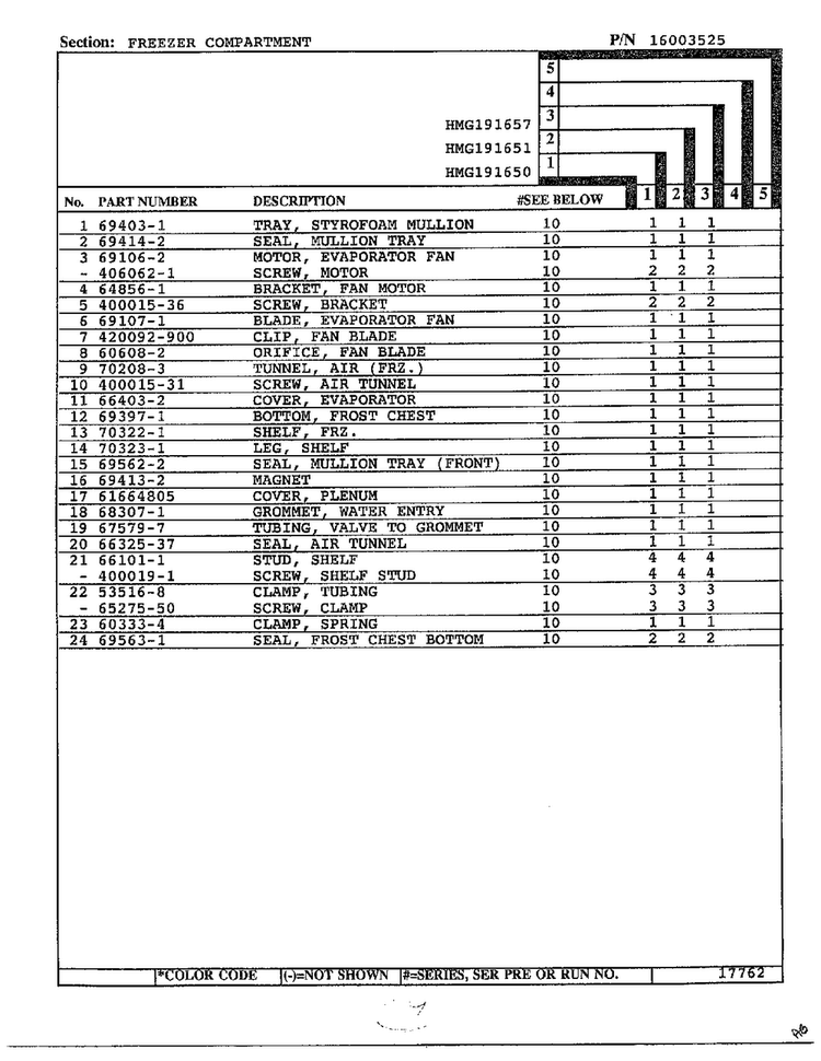 Freezer Compartment Page 2 Diagram and Parts List for 191650  Admiral Refrigerator