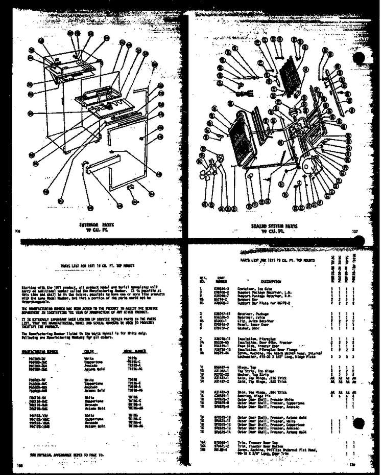 Interior Parts 19 Cu. Diagram and Parts List for T15G-C-P60100-2WC  Amana Refrigerator