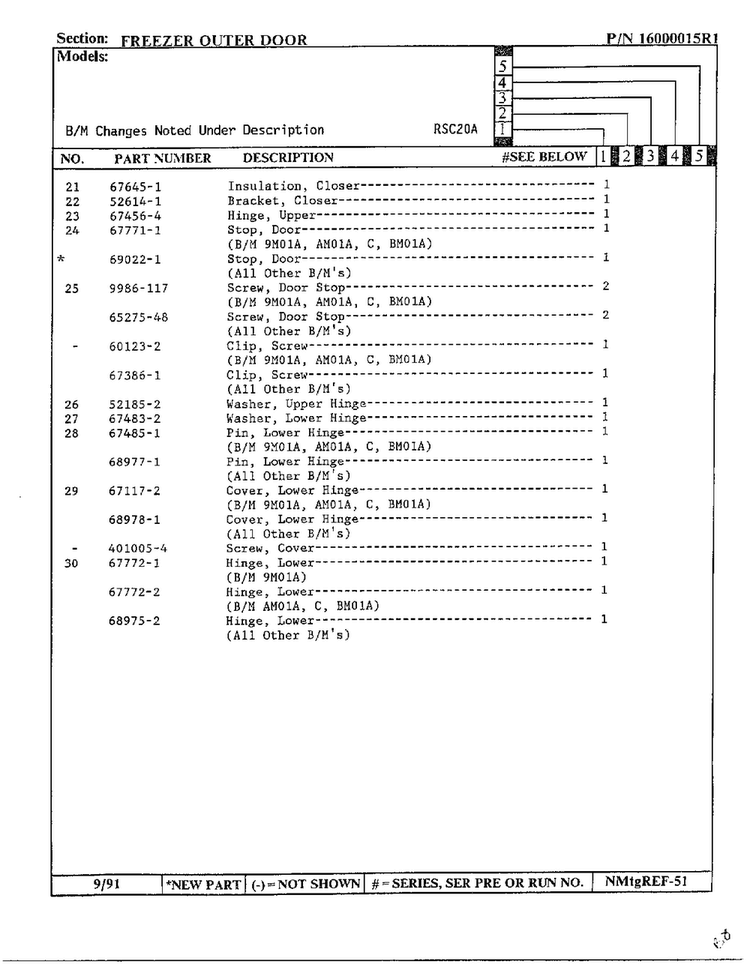 Freezer Outer Door Page 3 Diagram and Parts List for 20591  Maytag Refrigerator