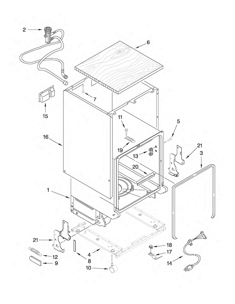 Tub And Frame Parts Diagram and Parts List for MDC4809AWB0  Maytag Dishwasher