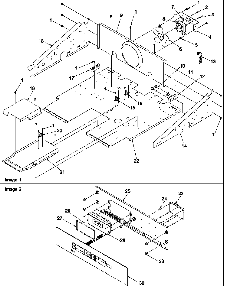 Control Compartment And Control Panel Diagram and Parts List for AOCS2740E-P1132358NE  Amana Wall Oven